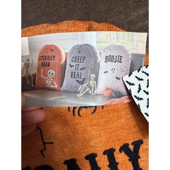 Cupcake & Cashmere Literally Dead Tombstone Halloween Pillow 20" x 13" Skeleton - Picture 6 of 7